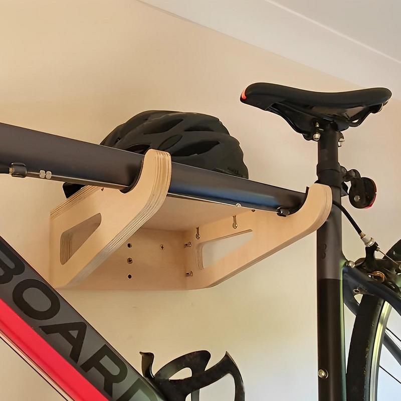 Cycling Gear Organizer Wall - Bike Wall Rack Wooden Bicycle Storage