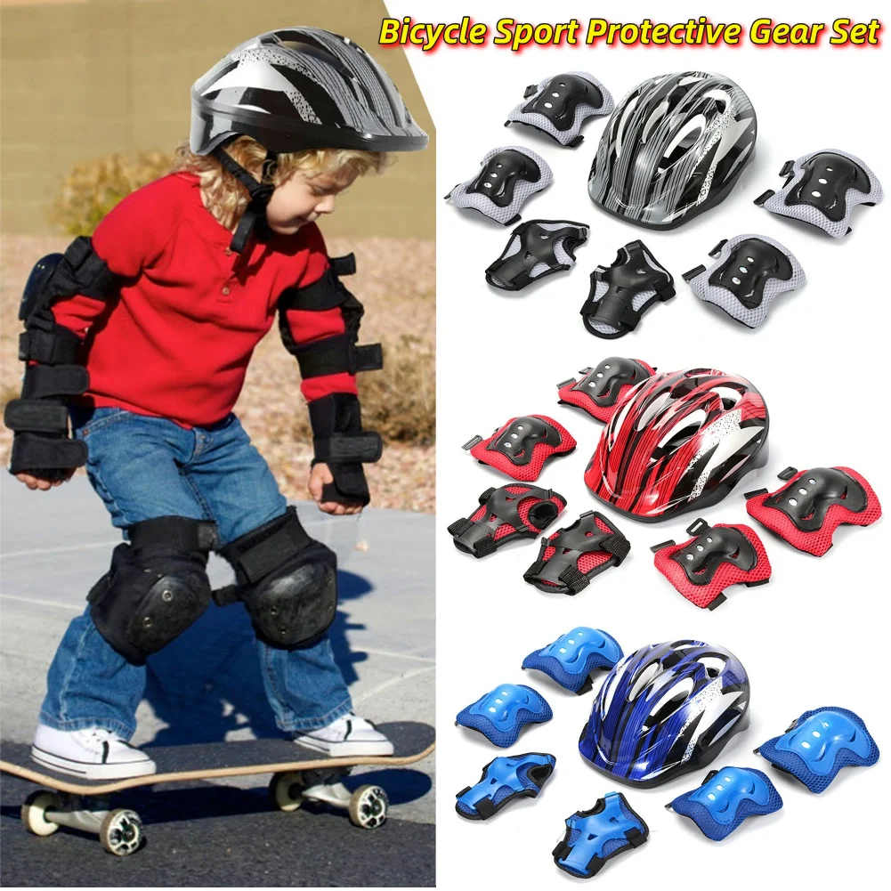 Cycling Protective Gear For Kids - 7Pcs Bicycle Sport Protective Gear Set