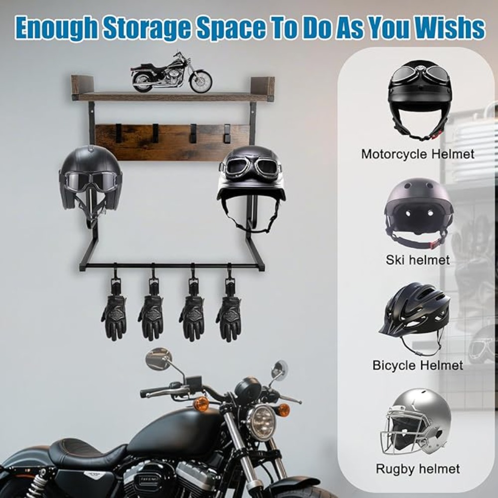 Motorcycle Helmet Holder with  - Cycling Gear Organizer Wall recension och pris