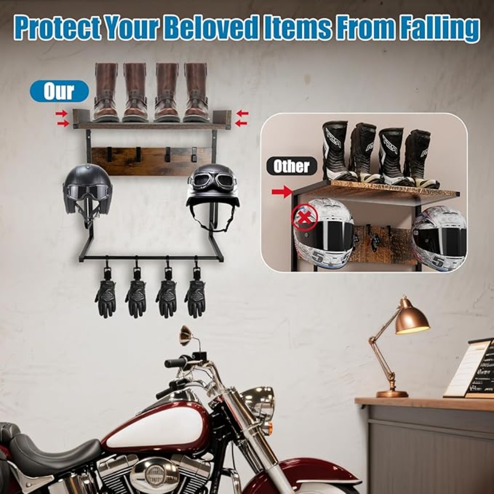 Motorcycle Helmet Holder with  - Cycling Gear Organizer Wall recension och pris