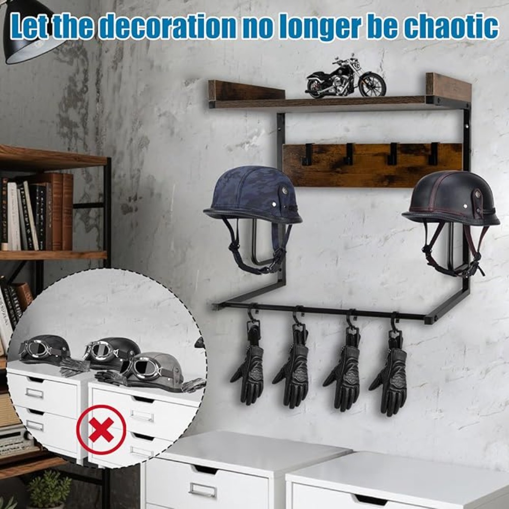 Motorcycle Helmet Holder with  - Cycling Gear Organizer Wall recension och pris