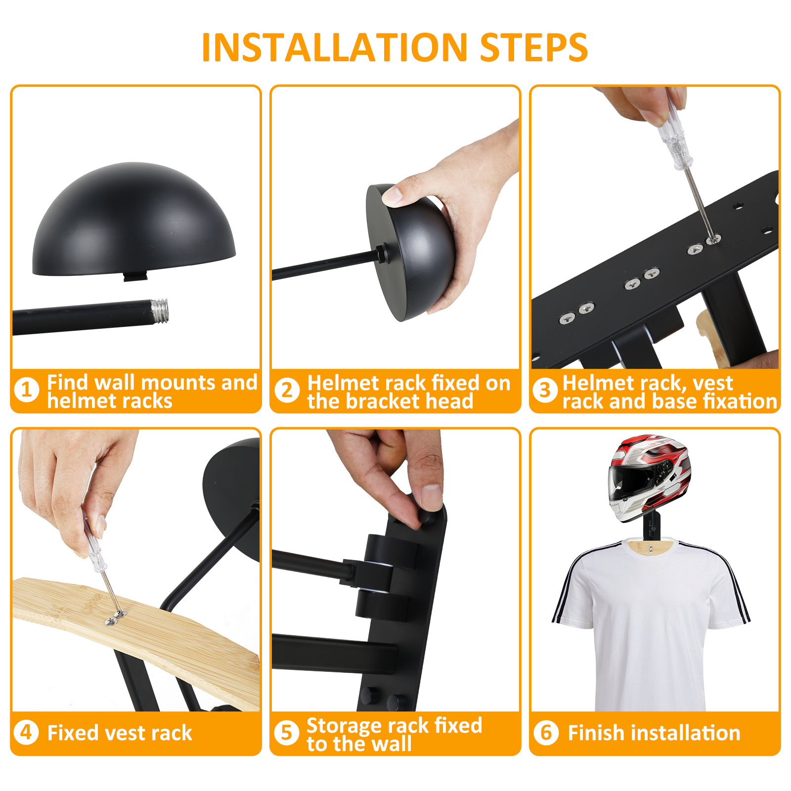 Motorcycle Helmet Rack 180° Ro - Cycling Gear Organizer Wall recension och pris